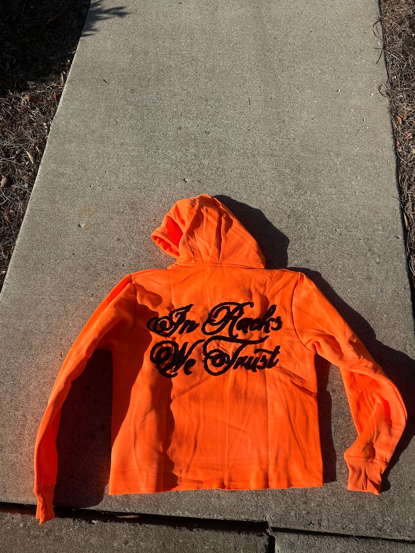 Orange “ In Racks We Trust” Hoodie