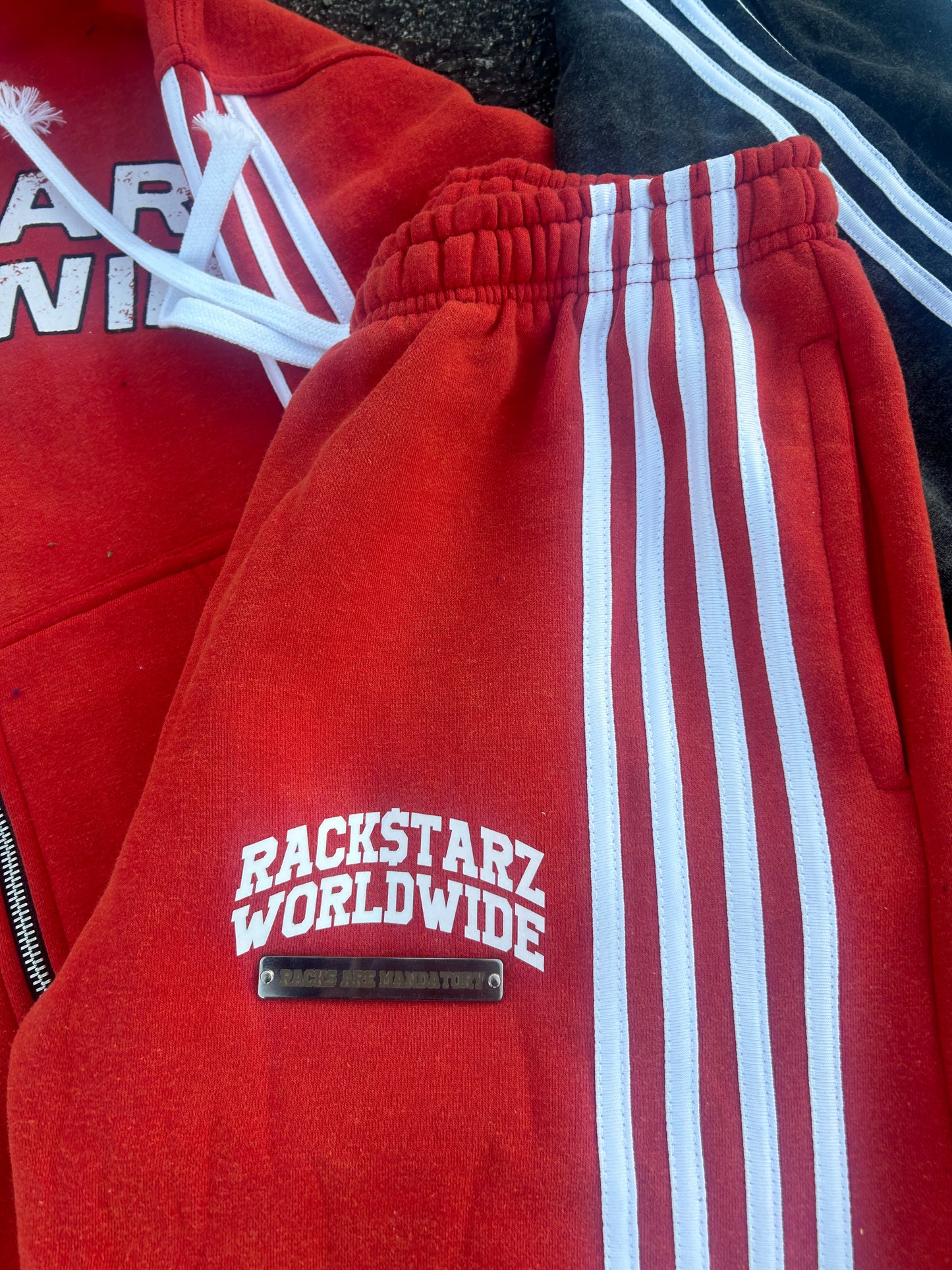 “Racks Are Mandatory” Striped SweatSuit