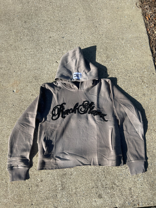 Grey Rhinestone “ In Racks We Trust” Hoodie